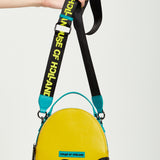 House Of Holland Cross Body Bag In Yellow, Black And Blue With Printed Logo