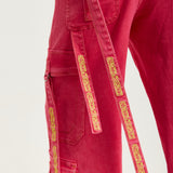 House of Holland Hot Pink Denim Wide Leg Cargo Trousers