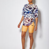 House of Holland Animal Print Mesh Top with Drawstring Detail and Detachable Black Cami Top