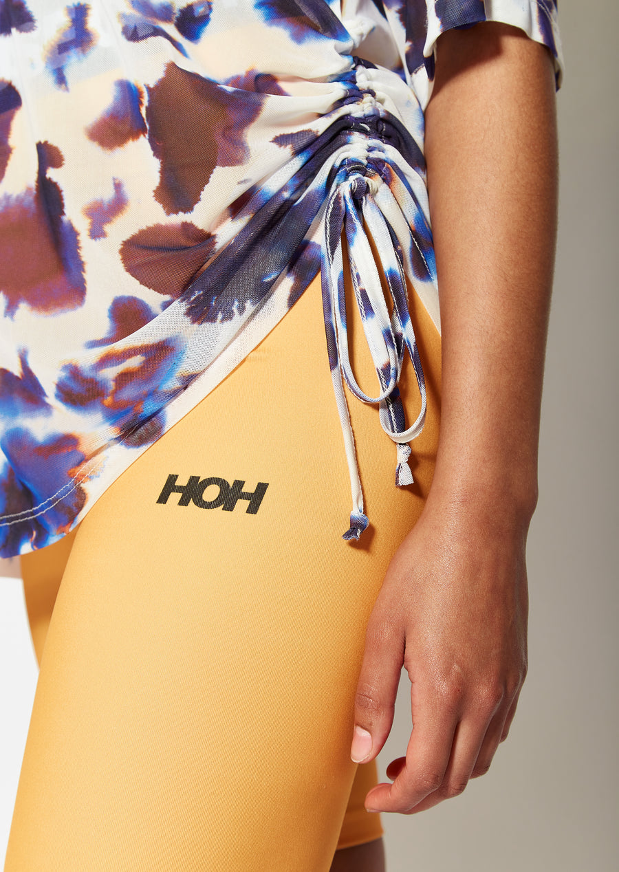 House of Holland animal print mesh top with drawstring detail and detachable black cami top