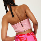 House of Holland Light Pink Denim Bandeau Top