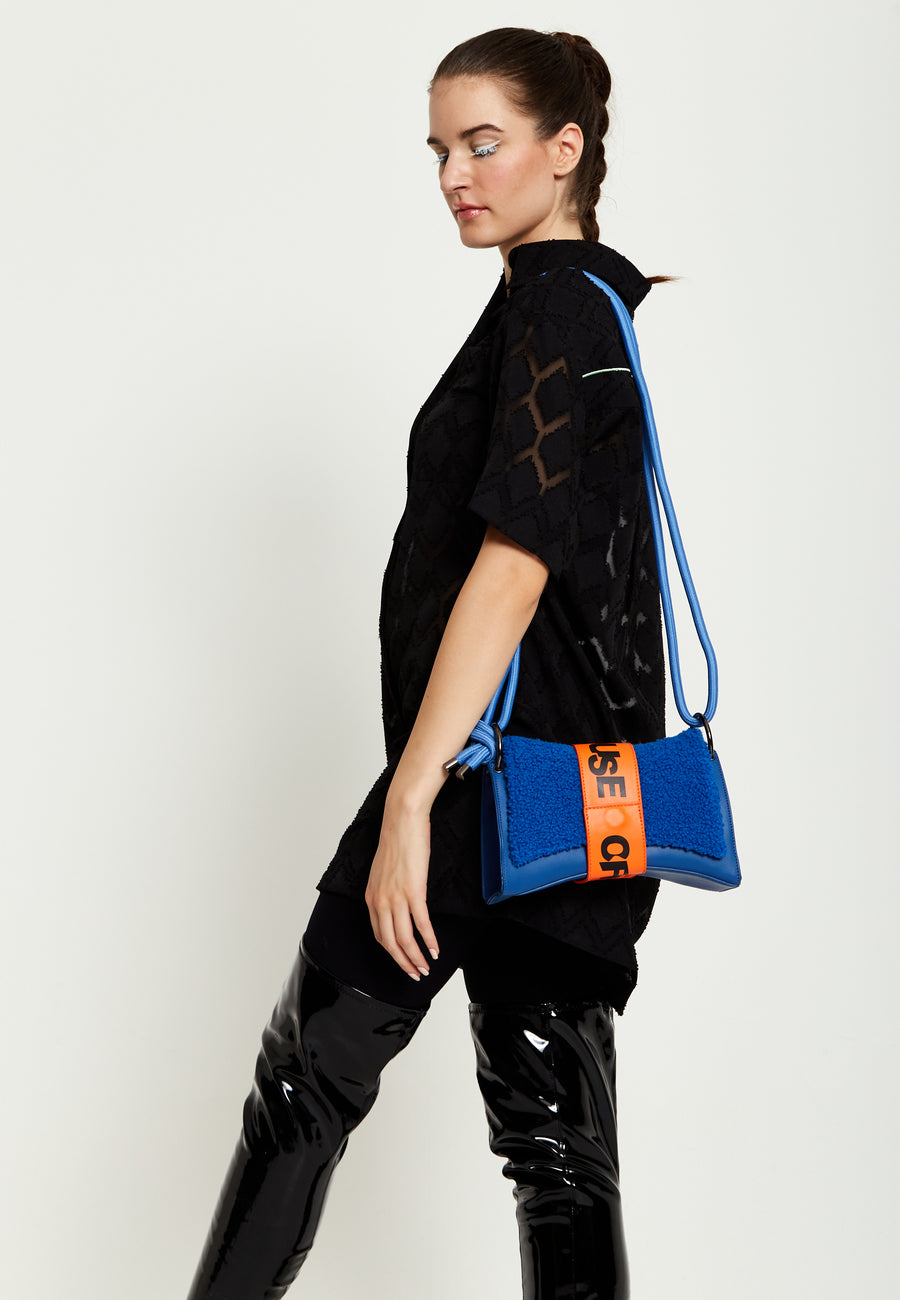 House Of Holland Cross Body Bag In Teddy Dark Blue And Orange