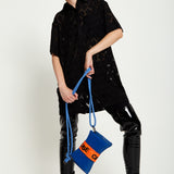 House Of Holland Cross Body Bag In Teddy Dark Blue And Orange