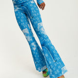 House Of Holland Denim Print Flare Trousers