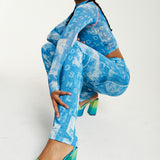 House Of Holland Denim Print Flare Trousers