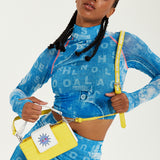 House Of Holland Small Crossbody Bag In Yellow And White With Printed Logo