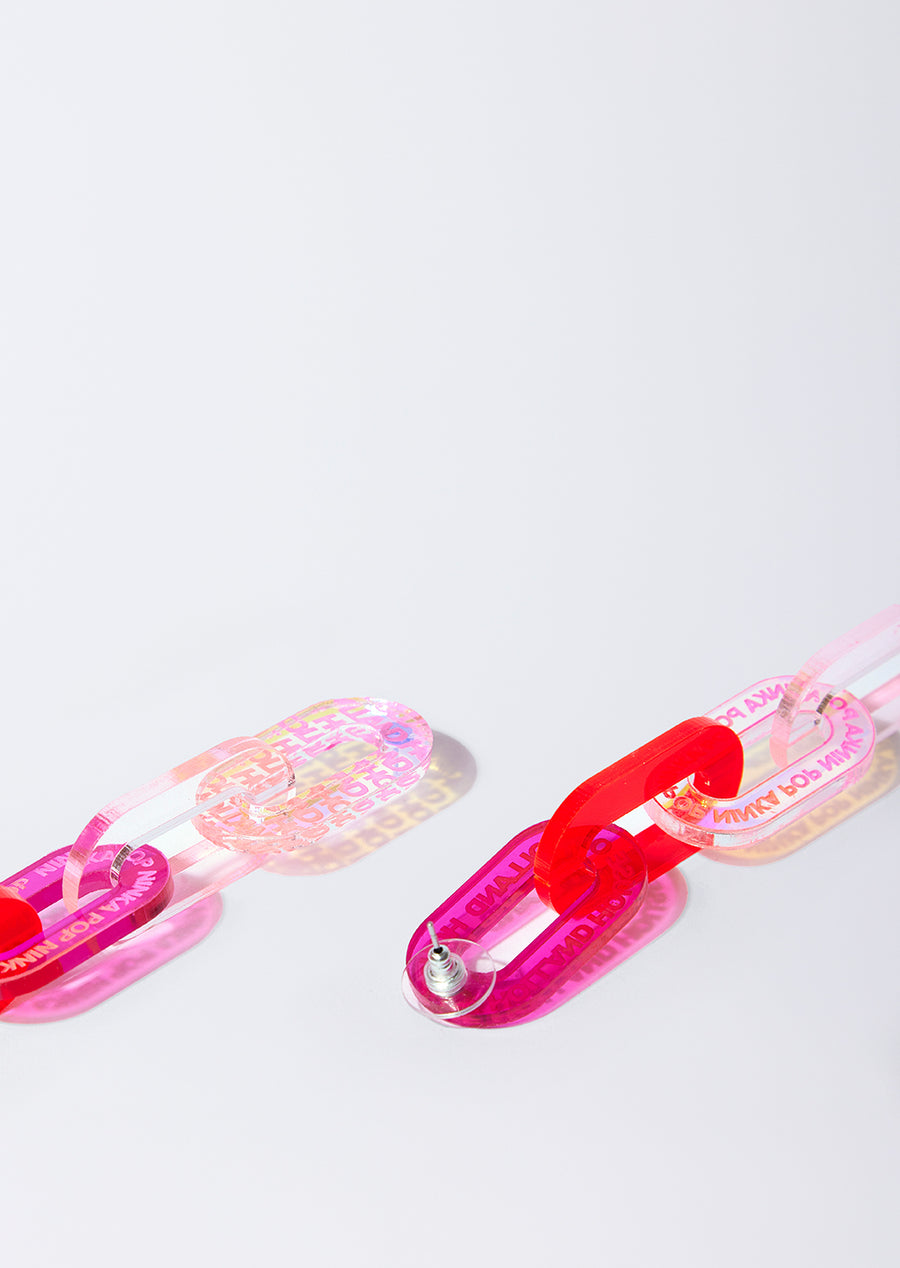 Pink and red lucid chain earrings
