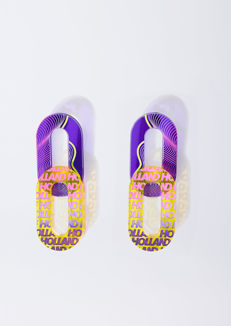 Purple and yellow dreamscape earrings