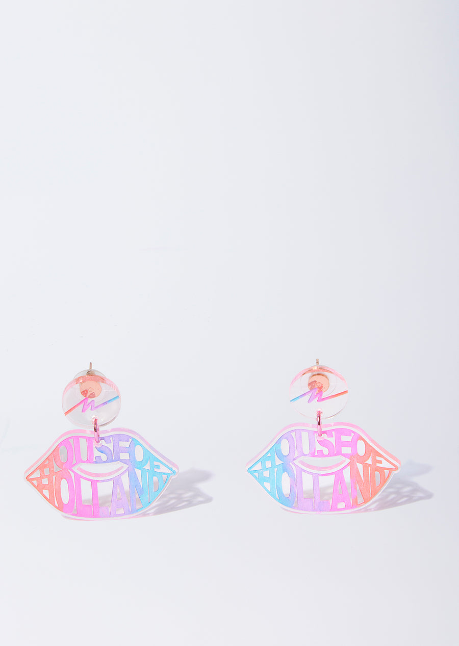 Neon pink lip earrings