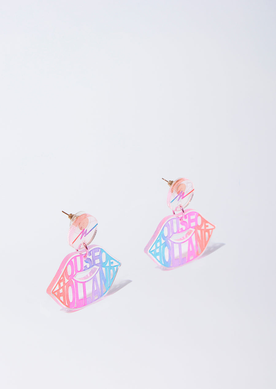 Neon pink lip earrings