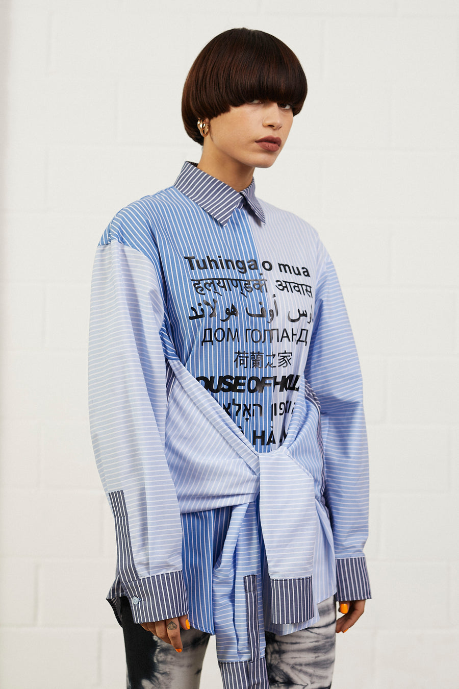 Blue Multi-Lingual Stripe Shirt