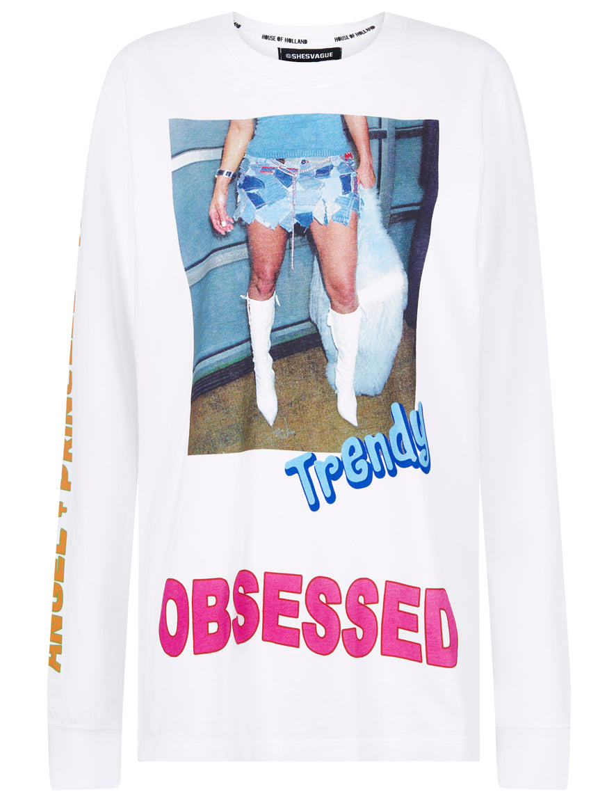 @shesvague 'Obsessed' White Long Sleeve Tee by House of Holland
