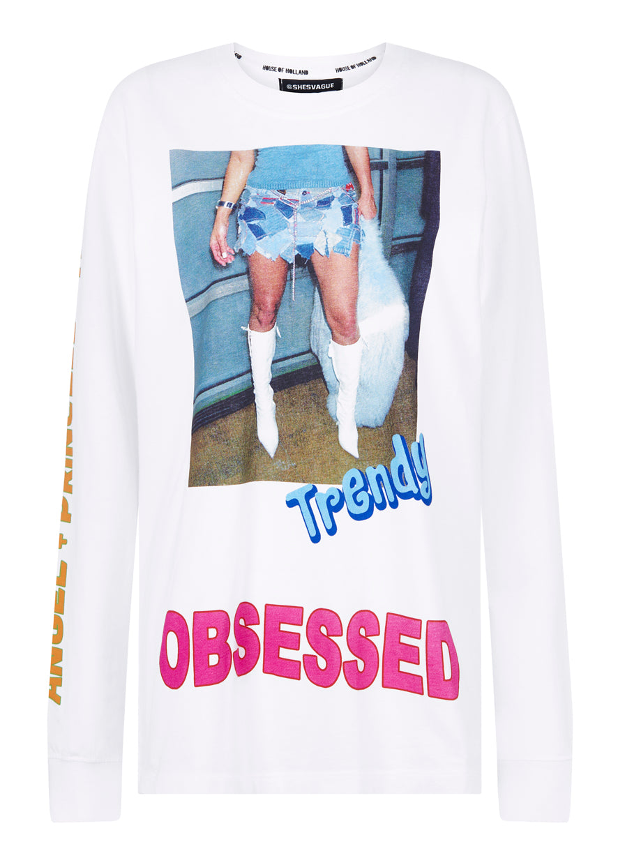 @shesvague 'Obsessed' White Long Sleeve Tee by House of Holland