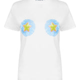 House of Holland Raffia Embellished Star White T-Shirt