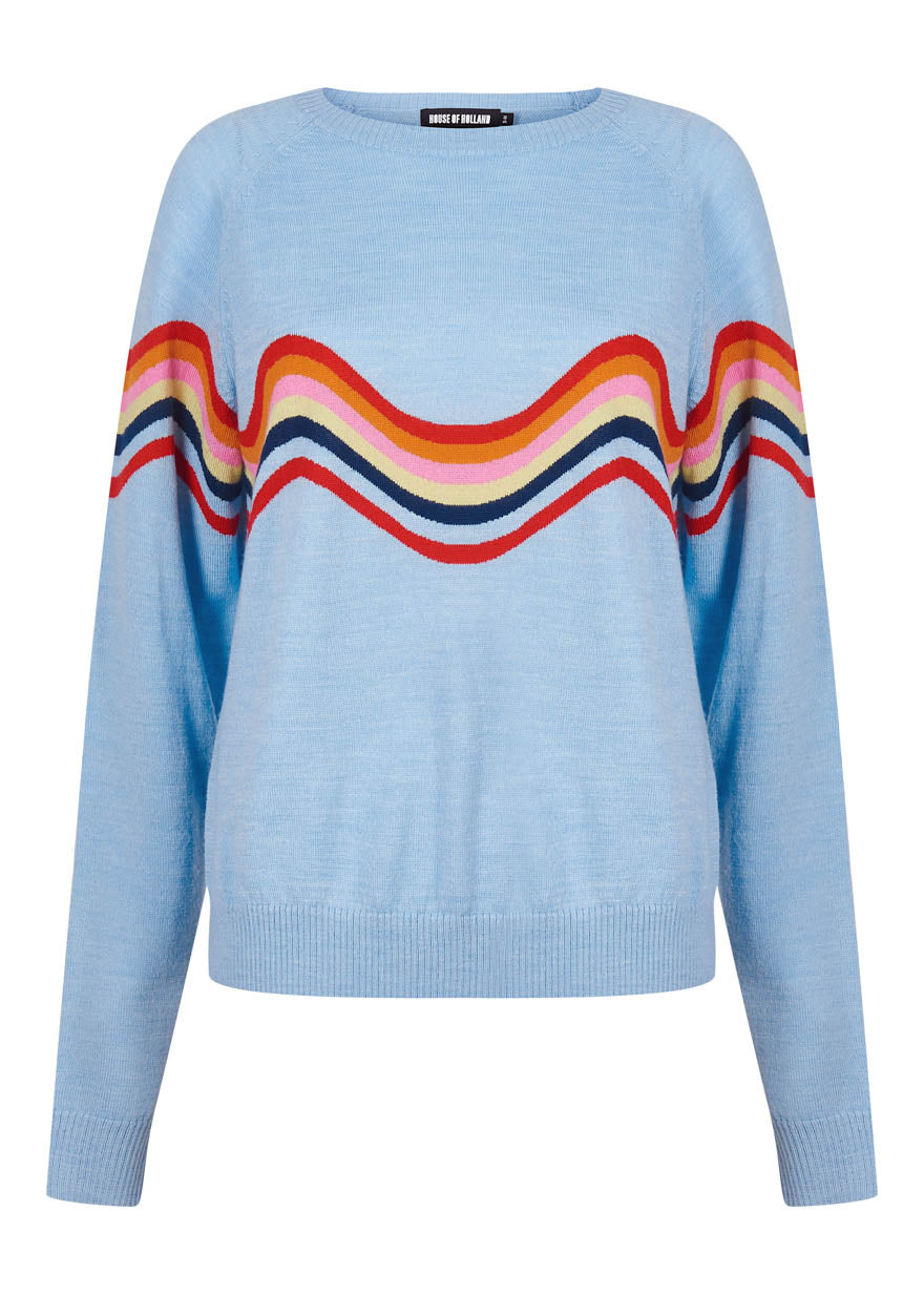 Wavy Peace Cut Out Jumper (Blue)