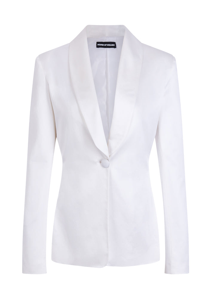 White Satin Tailored Jacket – House of Holland®