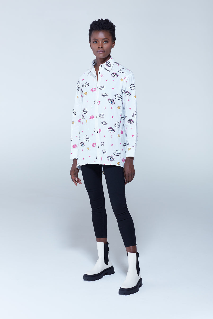 House of Holland embroidered shirt in white