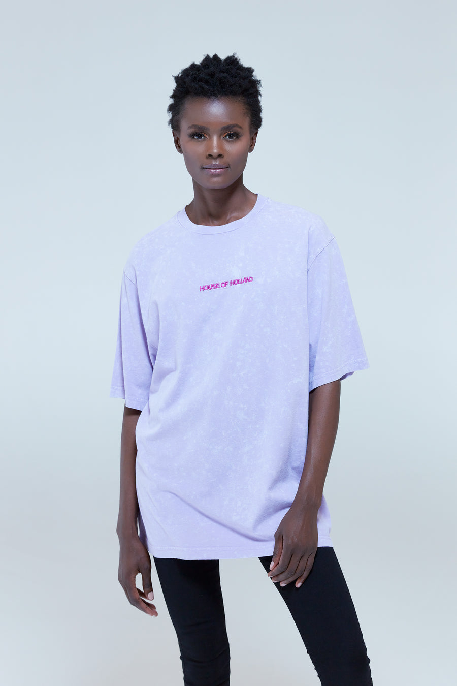 HOUSE OF HOLLAND ACID WASH OVERSIZED TSHIRT IN LILAC