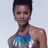 House of Holland Cut Out Halter-Neck Mini Dress in Multicolour