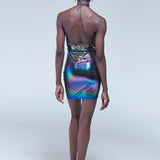 House of Holland Cut Out Halter-Neck Mini Dress in Multicolour
