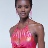 House of Holland Cut Out Halter-Neck Mini Dress in Pink