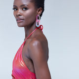 House of Holland Cut Out Halter-Neck Mini Dress in Pink