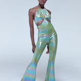 House of Holland Cut Out Halter-Neck Jumpsuit in Green