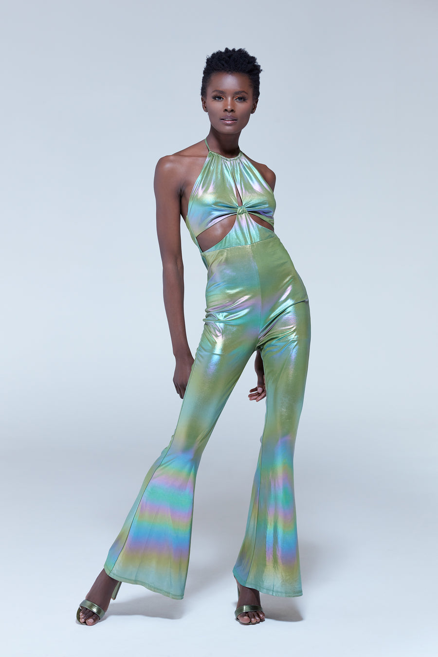 House of Holland cut out halter-neck jumpsuit in green