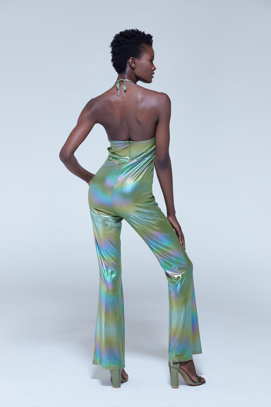 House of Holland cut out halter-neck jumpsuit in green