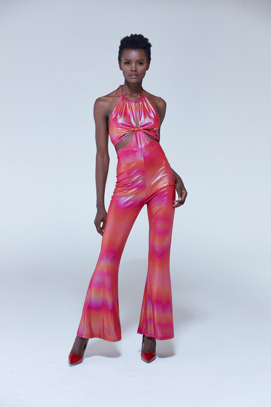 House of Holland cut out halter-neck jumpsuit in pink