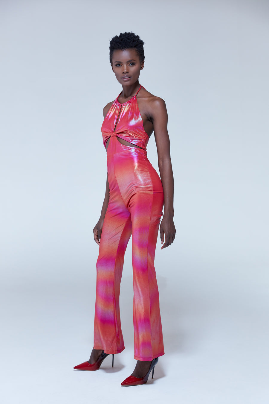 House of Holland cut out halter-neck jumpsuit in pink
