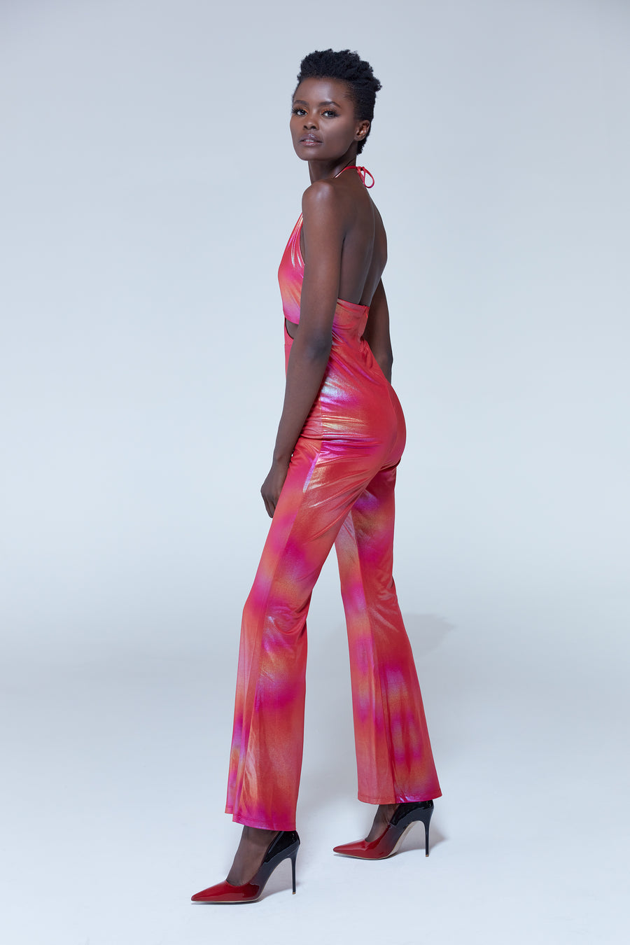 House of Holland cut out halter-neck jumpsuit in pink