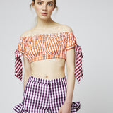 House of Holland Gingham Cotton Frill Shorts