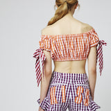 House of Holland Gingham Cotton Frill Shorts