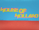 House Of Holland Cross Body Bag In Orange And Blue With A Printed Logo