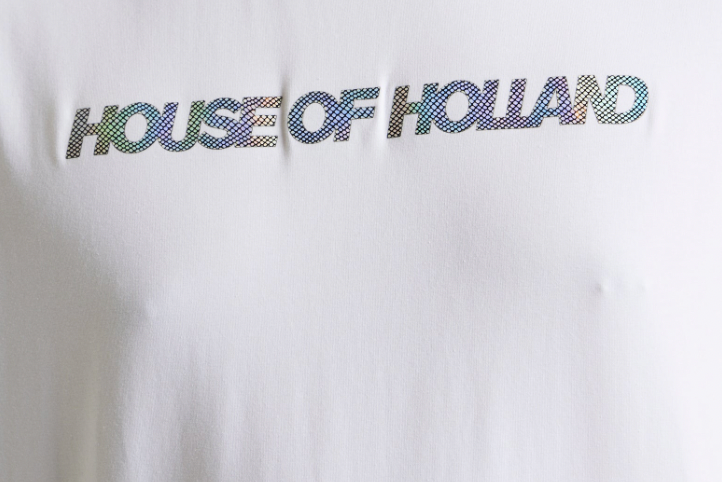 House Of Holland Holographic Rainbow Transfer Printed T-shirt in White