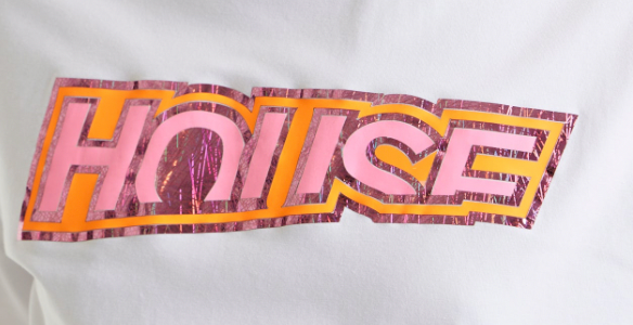 House of Holland Iridescent Laser Cut Printed T-shirt in White