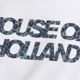 House of Holland White Laser Cut Transfer Printed T-shirt With A Shimmer Animal Detail