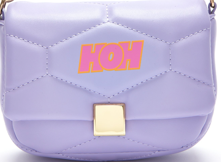 House Of Holland Small Cross Body Bag In Purple With A Chain Detail Strap And Printed Logo