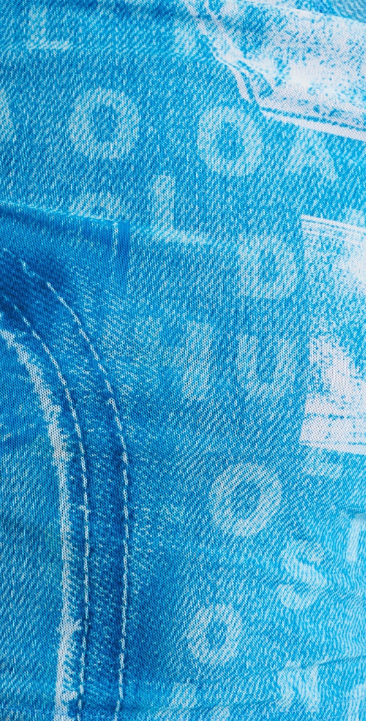 House Of Holland Denim Print High-Neck Top