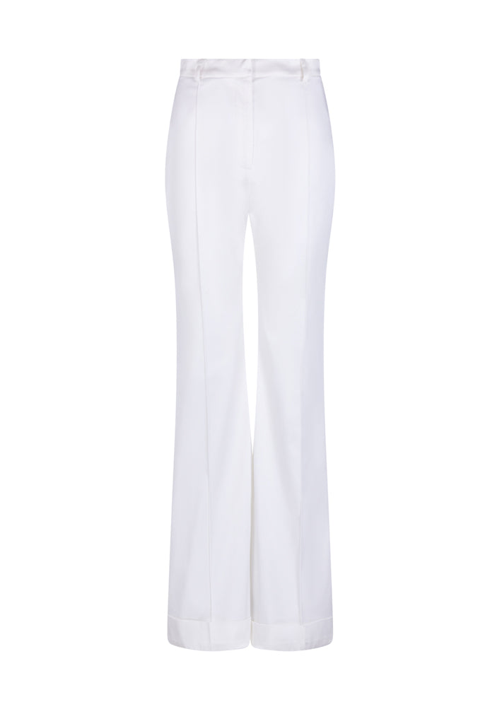 White Satin Tailored Flared Trouser
