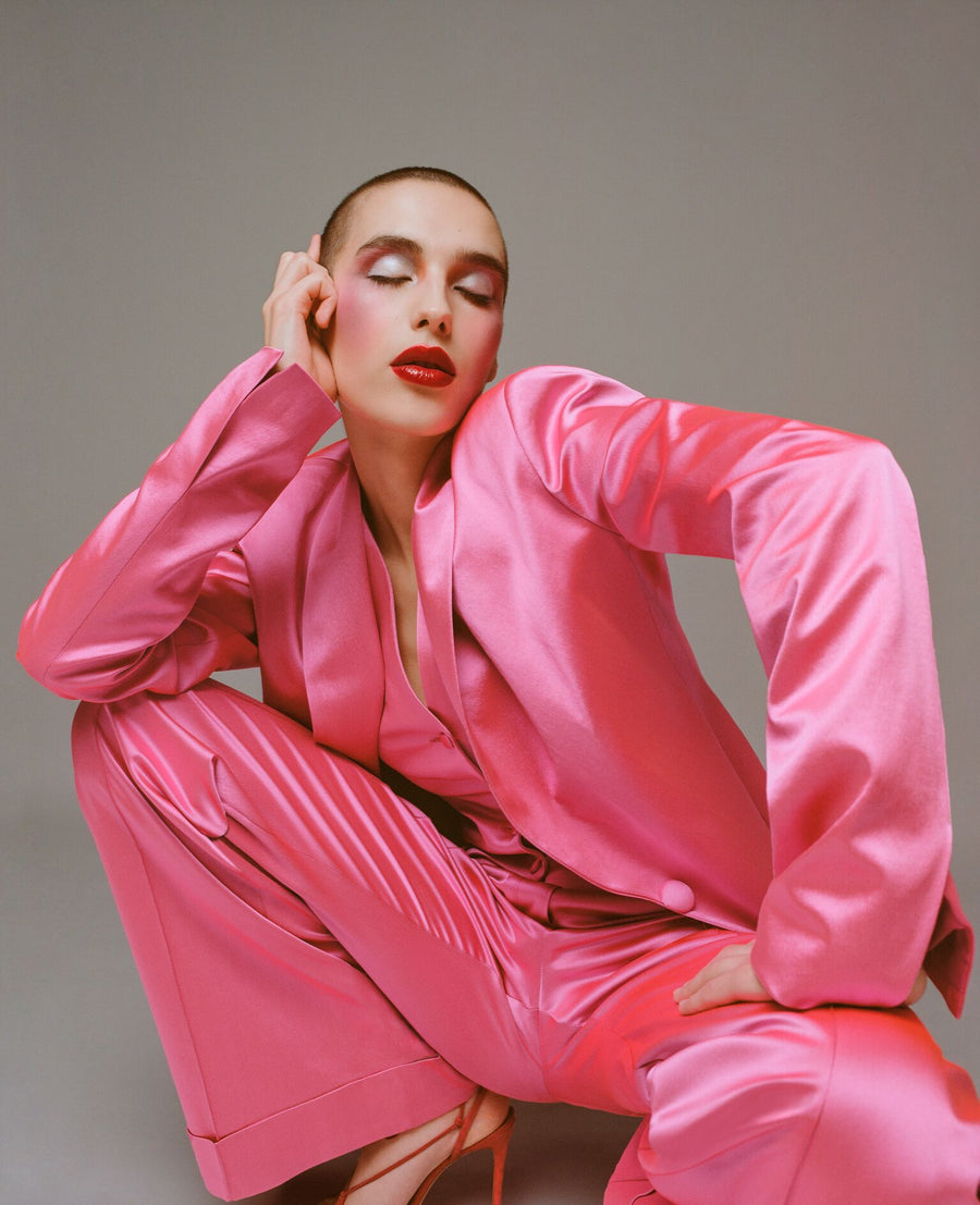 Pink Satin Tailored Jacket