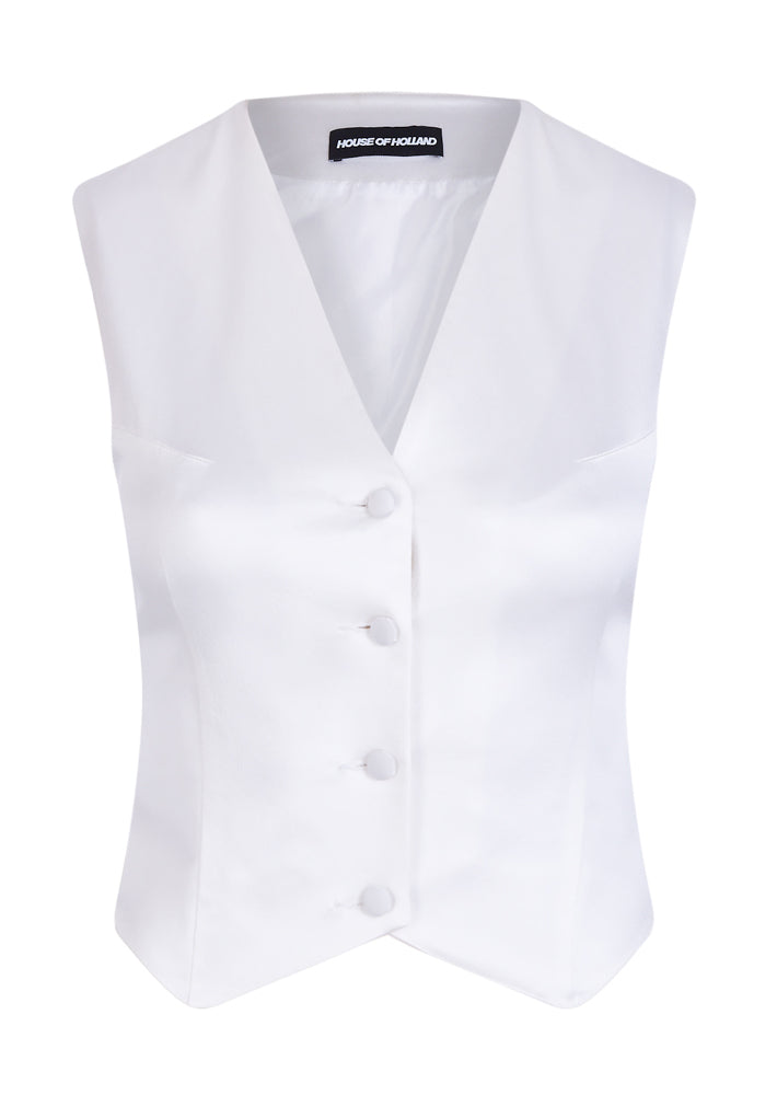 White Satin Tailored Waistcoat