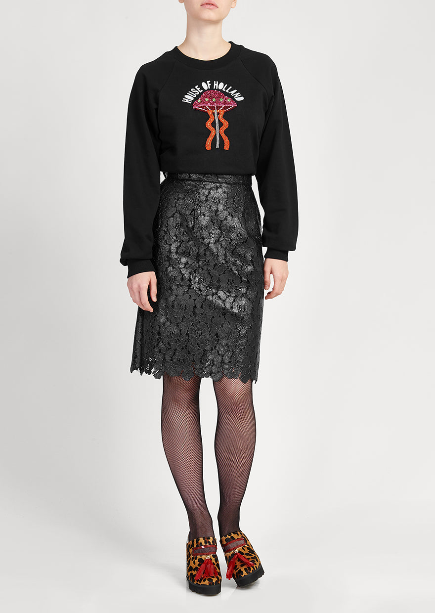 Black Lace Pencil Skirt