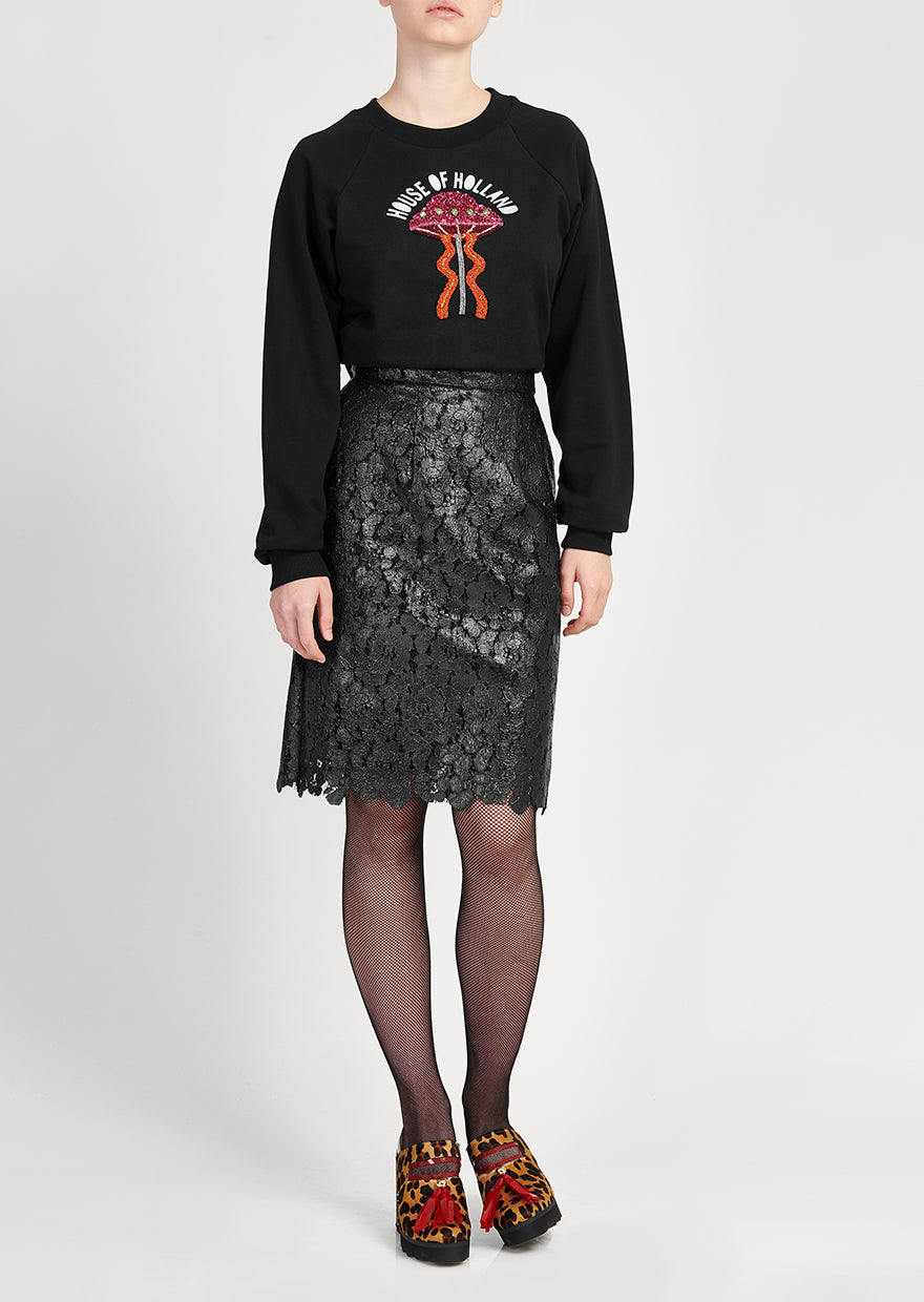 House of Holland Black Lace Pencil Skirt