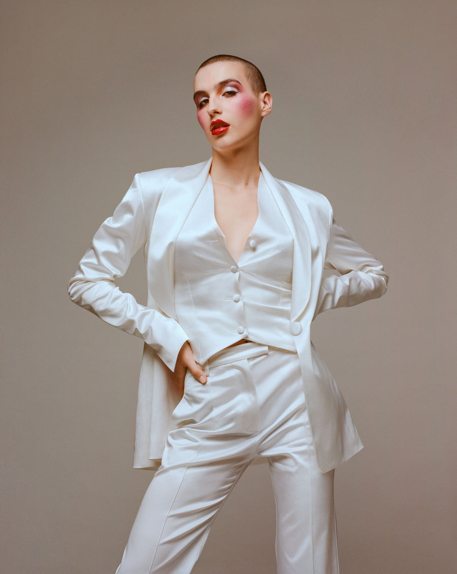 White Satin Tailored Waistcoat